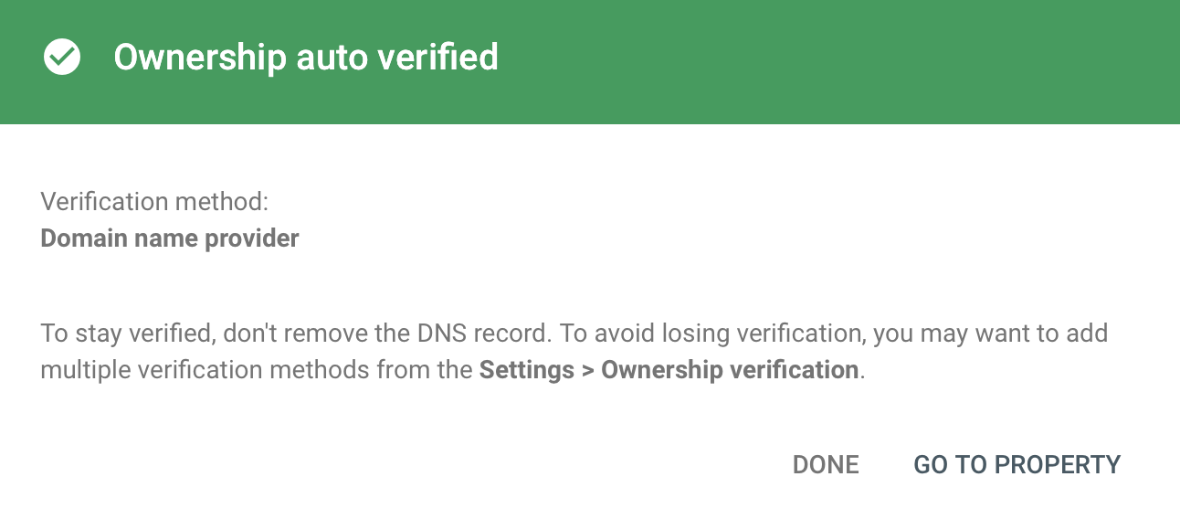 Google Search Console verify done